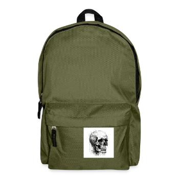 Crâne effrayant dans le style gothique et emo - Sac à dos - vert olive - Devant
