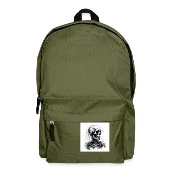 Crâne effrayant crâne dans le style goth et emo - Sac à dos - vert olive - Devant