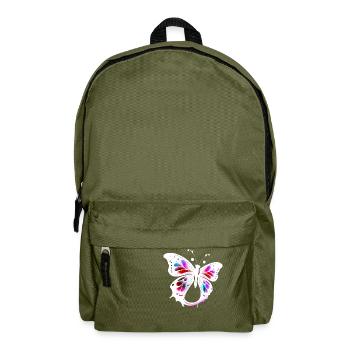 Mehrfarbiger Schmetterling - Rucksack - Olivgrün - Vorne