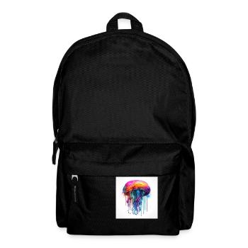 Neonfarbene Qualle schwimmt im Meer - Rucksack - Schwarz - Vorne