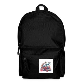 shark swims in the coral reef - Backpack - black - Front