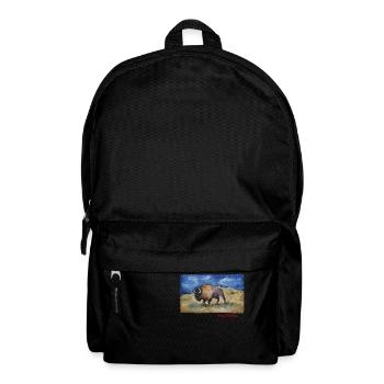 Bison - watercolor print - Backpack - black - Front