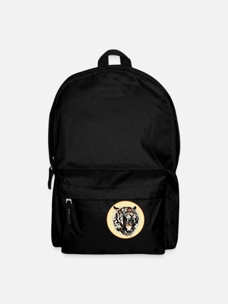 Tigre rugissant comme dessin dans un cercle - Sac à dos - noir