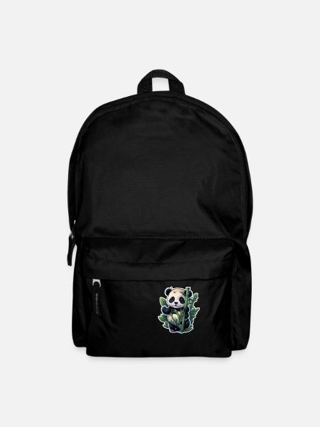 Cute Panda with Bamboo - Backpack - black