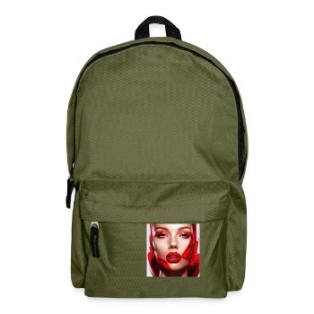 Femme sexy aux lèvres rouges - Sac à dos - vert olive - Devant