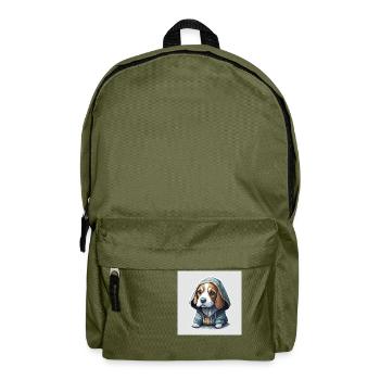 Beagle im Hoodie - Rucksack - Olivgrün - Vorne