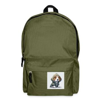 Beagle im Hoodie. - Rucksack - Olivgrün - Vorne