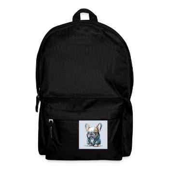 Französische Bulldogge im Hoodie. - Rucksack - Schwarz - Vorne