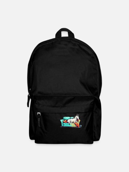 Unicorn Chills as a lazy animal on the sofa - Backpack - black