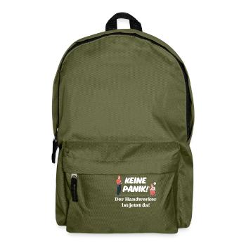 Keine Panik! Der Handwerker ist da! Technik, Azubi - Rucksack - Olivgrün - Vorne