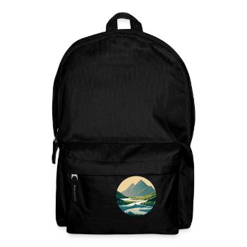 Mountains with River Nature Illustration/Grafik - Rucksack - Schwarz - Vorne