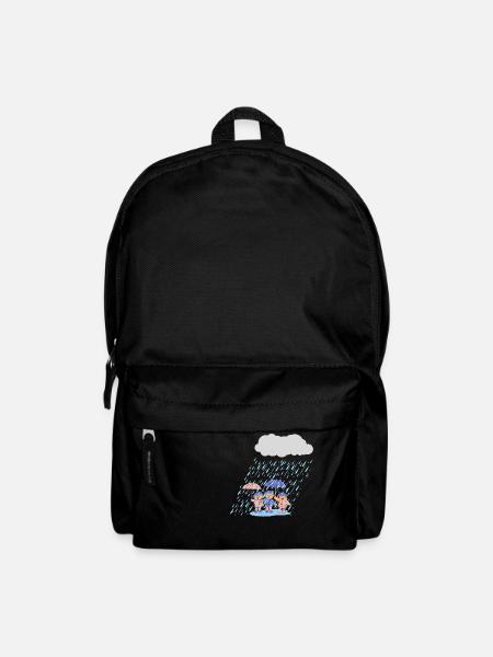 3 cute kids in the rain - Backpack - black