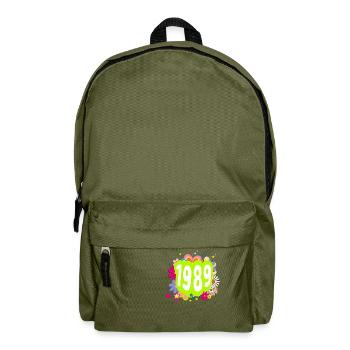 Year 1989 anniversary Groovy floral - Backpack - olive green - Front