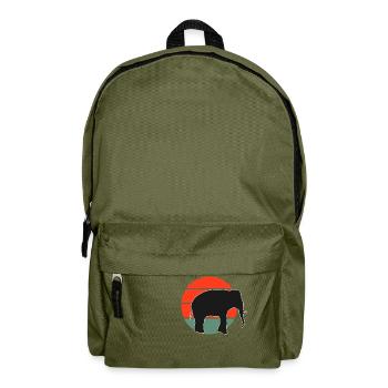 Vintage elephant sunset design - Backpack - olive green - Front