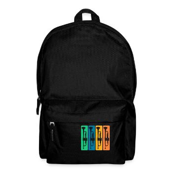 Sammlung antiker Trompeten - Jazzmusik - Rucksack - Schwarz - Vorne