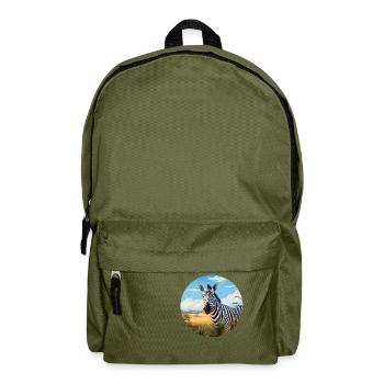 Zebra in Savannah - Backpack - olive green - Front