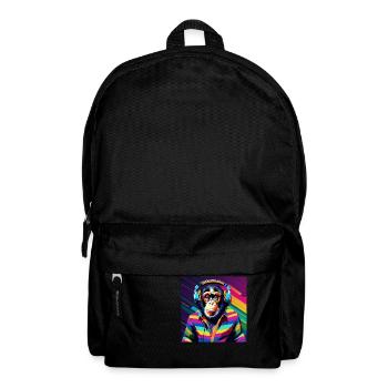 Monkey chimpanzee with headphones - Backpack - black - Front