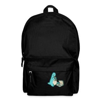 hugadino Dino mit Pizza, süßer Dinosaurier - Rucksack - Schwarz - Vorne