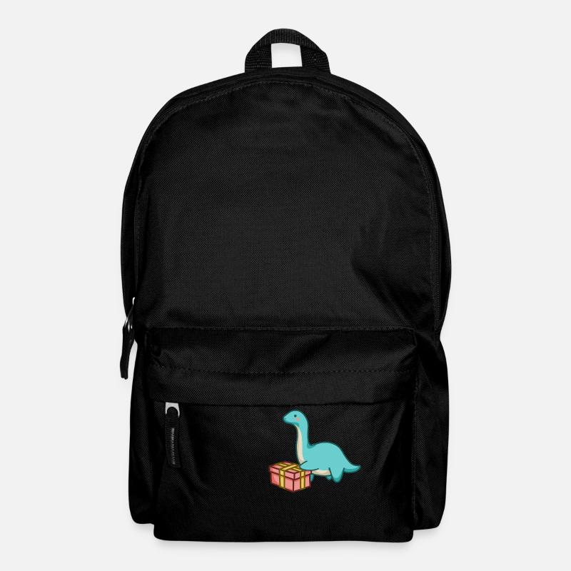 hugadino Dino mit Geschenk, süßer Dinosaurier - Rucksack - Schwarz