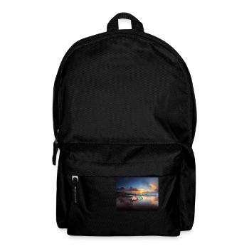 hugadino, dinos on the beach, cute dinosaur - Backpack - black - Front
