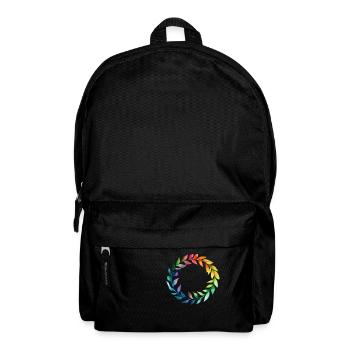 Rainbow leaves. Forming a circlein watercolor style - Backpack - black - Front