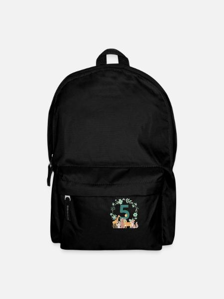 5e anniversaire - cinquième anniversaire animaux - Sac à dos - noir