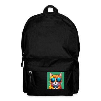 Chat chic avec des nuances et un nœud papillon - Sac à dos - noir - Devant