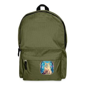 Bunte Ragdoll-Katzenrasse Aquarellmalerei - Rucksack - Olivgrün - Vorne