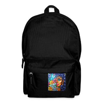 Girl with flowers - Backpack - black - Front