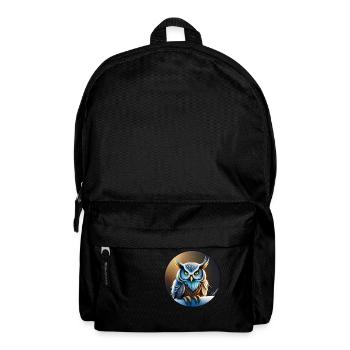 Hibou - Chouette - Dessin illustration oiseau - Sac à dos - noir - Devant