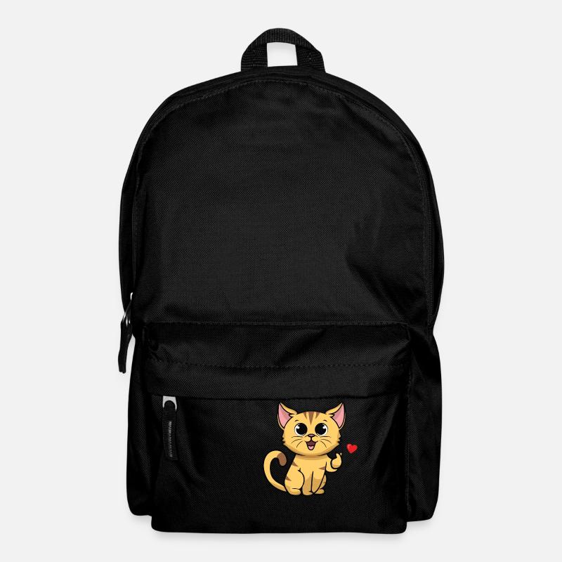 Nette Katze mit Herzzeichen - Rucksack - Schwarz