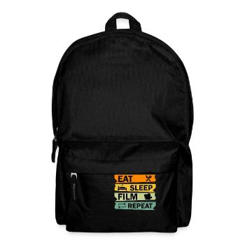 Eat Sleep Film Repeat. Film Quote - Backpack - black - Front