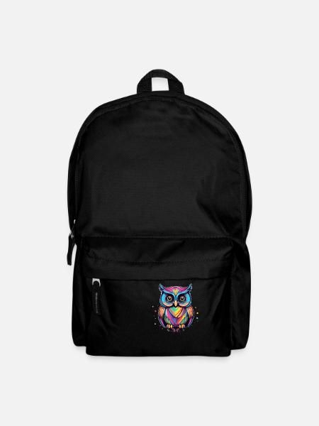 Bunte Eule - Rucksack - Schwarz