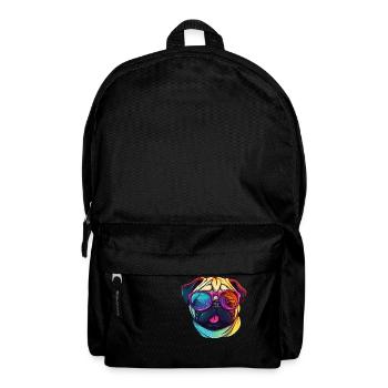 Pug dog with colorful sunglasses - Backpack - black - Front