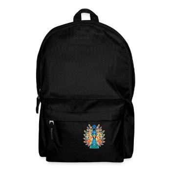 Peacock Colorful Watercolor Animal Illustration - Backpack - black - Front