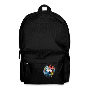 loup , loup gris aquarelle - Sac à dos - noir - Devant