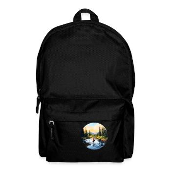 Ein Gemälde eines Fliegenfischers im Fluss - Rucksack - Schwarz - Vorne
