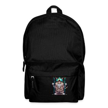 Katze Ski Wintersport Skifahrer Geschenk - Rucksack - Schwarz - Vorne