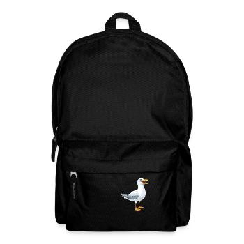 Seagull Cartoon Kawaii Watercolor Illustration - Backpack - black - Front