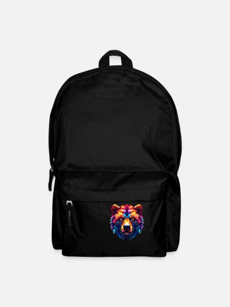 Colorful Bear Head - Backpack - black