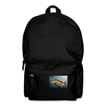 Großer Barsch Fisch am Haken - Rucksack - Schwarz - Vorne