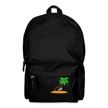 Lonely island with palm tree and hammock - Backpack - black - Front