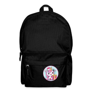 Licorne de Noël avec un cadeau - Sac à dos - noir - Devant