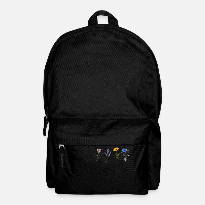 Minimalistische Wildblumen - Botanisches Geschenk - Rucksack - Schwarz
