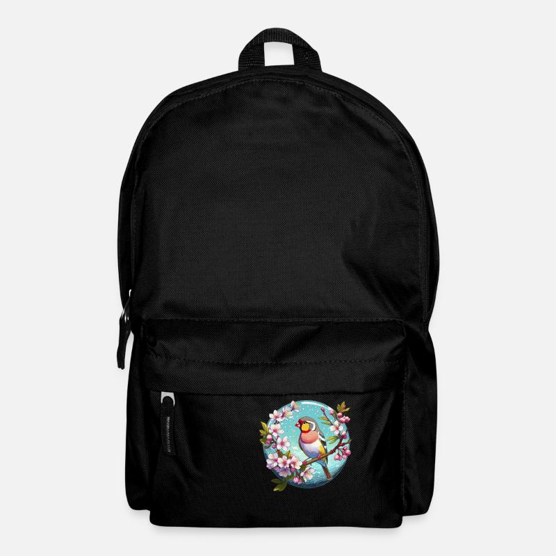 Zebrafink auf einem Kirschblütenzweig - Rucksack - Schwarz