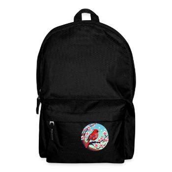 Roter Kardinal auf einem Kirschblütenzweig - Rucksack - Schwarz - Vorne