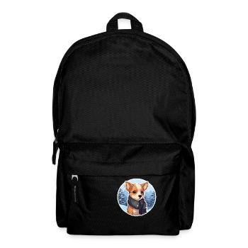 Winter dog with scarf in the snow - Backpack - black - Front