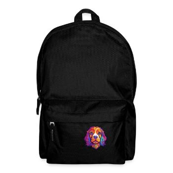 Cavalier Dog Breed Cartoon Kawaii Illustration - Backpack - black - Front