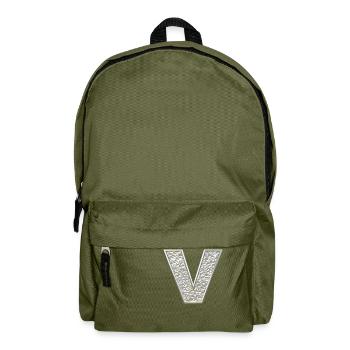 V, letter, initial, monogram, - Rucksack - Olivgrün - Vorne