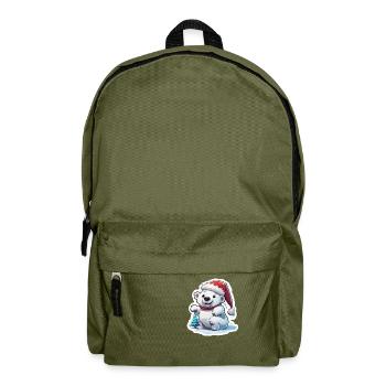 Ours polaire / Animal / Norpol / hiver / enfantin / mignon - Sac à dos - vert olive - Devant